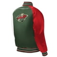 thumbnail image 3 of Youth Starter Green Minnesota Wild Raglan Full-Snap Varsity Jacket, 3 of 3
