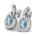 thumbnail image 2 of Blue Topaz Earrings 925 Sterling Silver Radiant Teardrop Studs 6x4mm Oval Shape Friction Back, 2 of 4