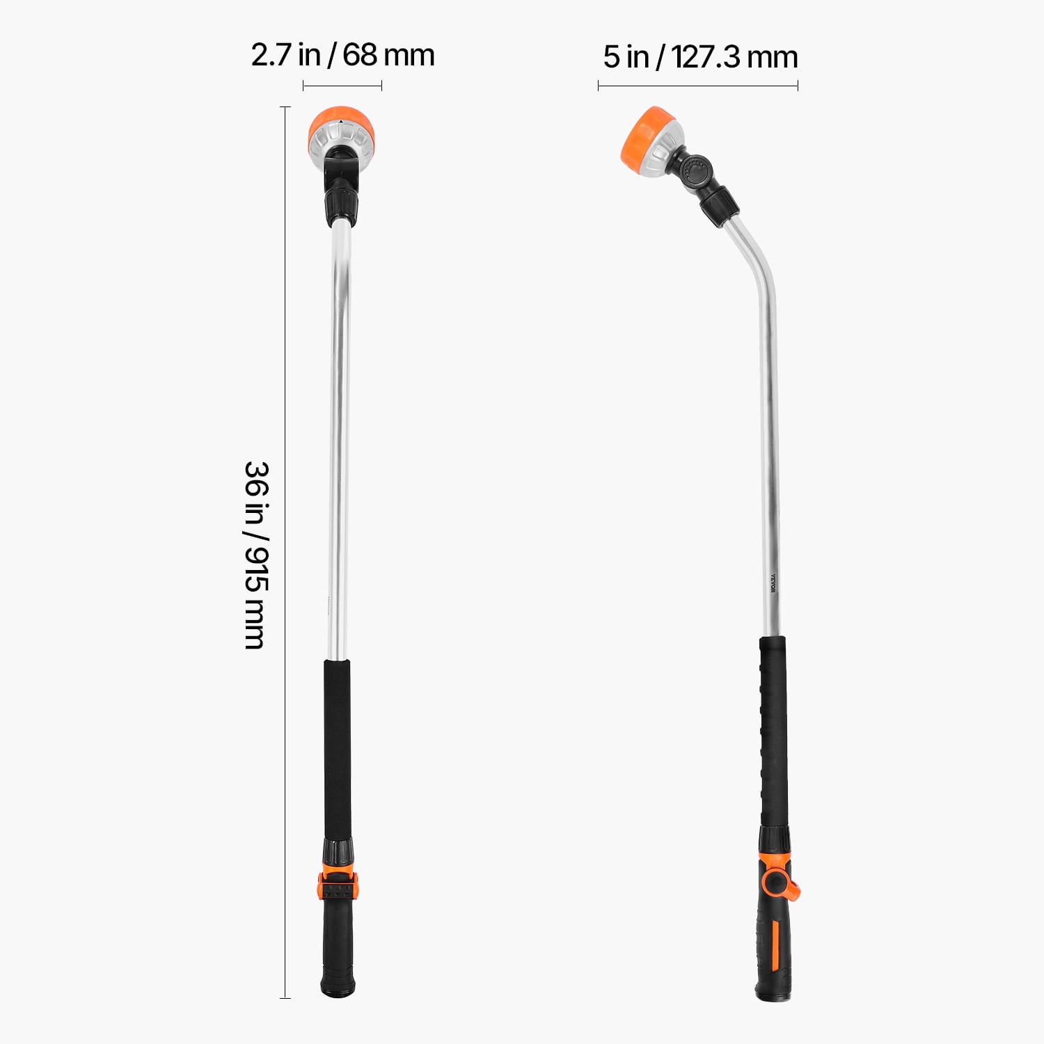 VEVOR Watering Wand, 36-Inch Extra Long Heavy Duty Garden Hose Wand with 8 Spray Patterns & 180° Swivel Head, Long Hose Nozzle Sprayer with on/off Thumb Control, for Hanging Baskets, Shrubs, Lawn