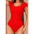 thumbnail image 1 of Charmo Womens Square Neck One Piece Swimsuit Ruched Tummy Control Monkini Swimwear, 1 of 5