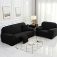 thumbnail image 2 of Sofa Cover Slipcover Stretch Elastic 2Seater Chair Loveseat Sofa Couch Furniture Protector Fit, Sofa Slipcover, Home Decor, Black, 2 of 7