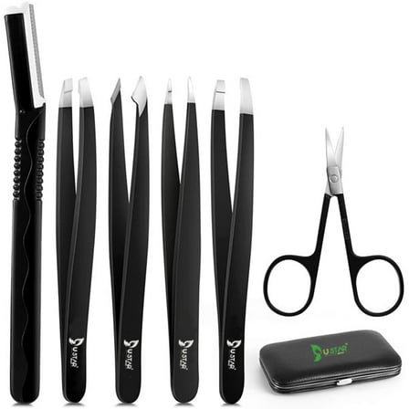 USTAR Tweezers Set - Professional Stainless Steel Tweezers for Eyebrows