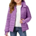 thumbnail image 2 of ATOGUTA Girls Down Coat Kids Winter Quilted Hooded Puffer Jacket with Zipper Pockets Size 3T-12, Purple, 2 of 6