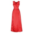 thumbnail image 4 of Women Satin Sexy Off the Shoulder Maxi Dress Deep V Neck Formal Cocktail Dress High Split Elegant Evening Prom Dress, 4 of 6