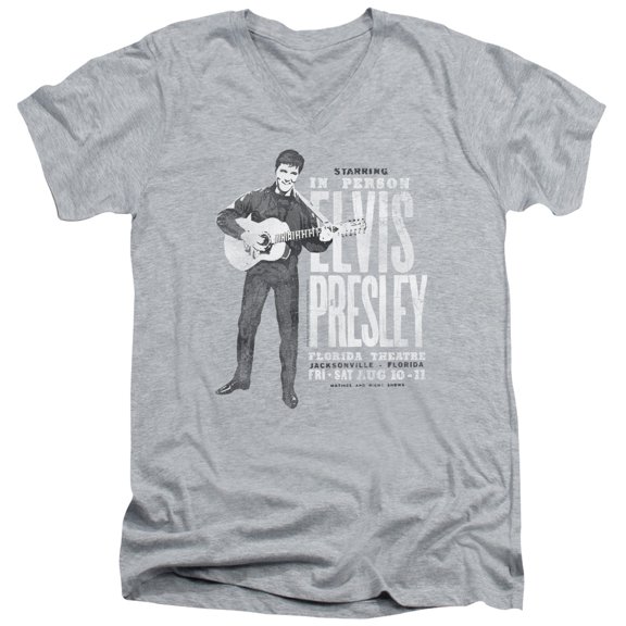 Elvis Presley In Person Adult V-Neck T-Shirt Athletic Heather