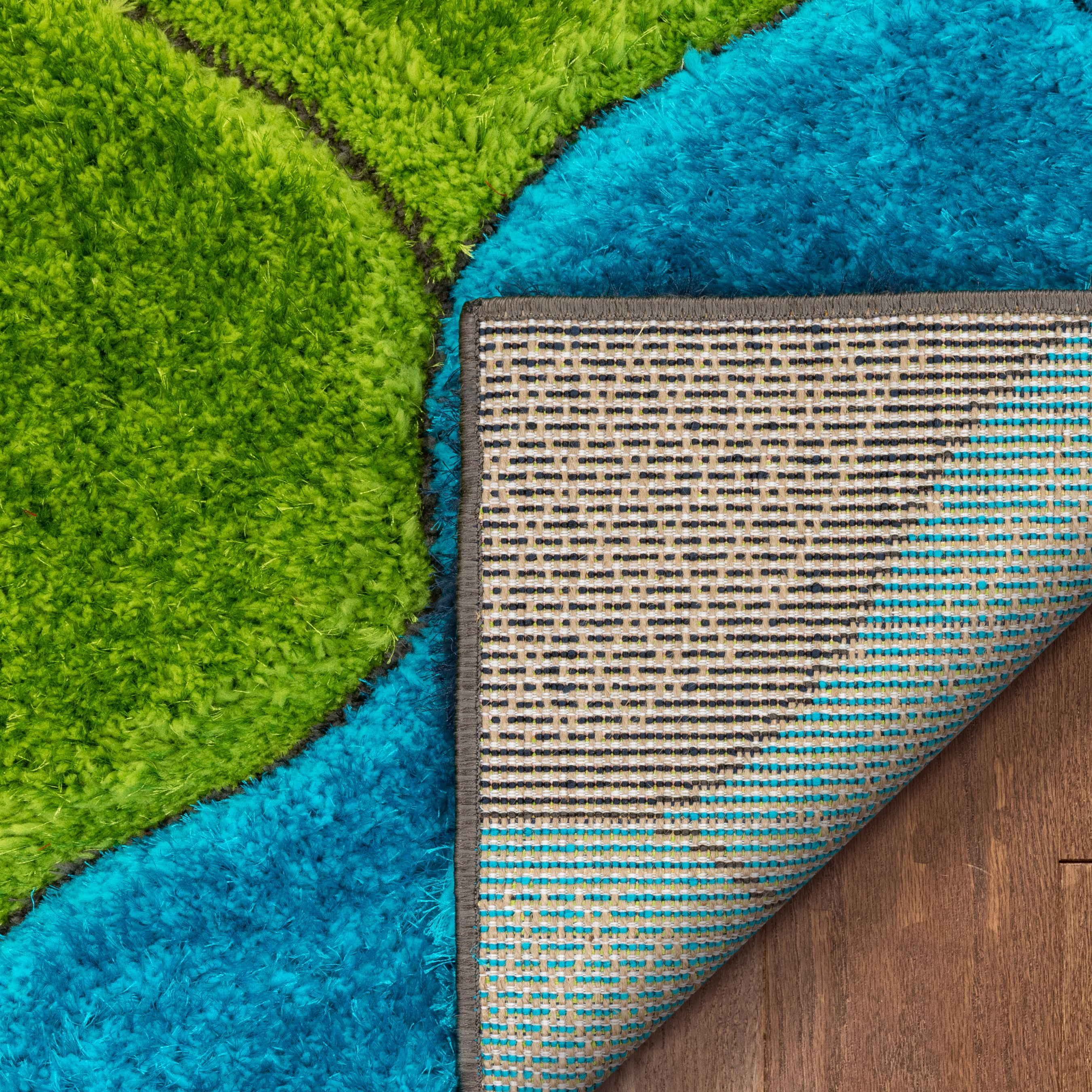Well Woven San Francisco Rainbow Modern Geometric Shag Multi 3D Textured Thick & Soft Shag 5'3" x 7'3" Runner Area Rug