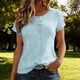 thumbnail image 1 of TaTaai Women's Summer Base Layer Top Short Sleeve V-Neck Mesh Fabric Ribbed Knit Casual Slim Fit Multi-Color T-Shirt Gift, 1 of 7