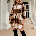 thumbnail image 4 of IROINNID Women's Mid-Long Shacket Coat Plaid Long Sleeve Ladies Plaid Shirt Thickening Dress Design American Retro Jacket, Khaki, 4 of 4