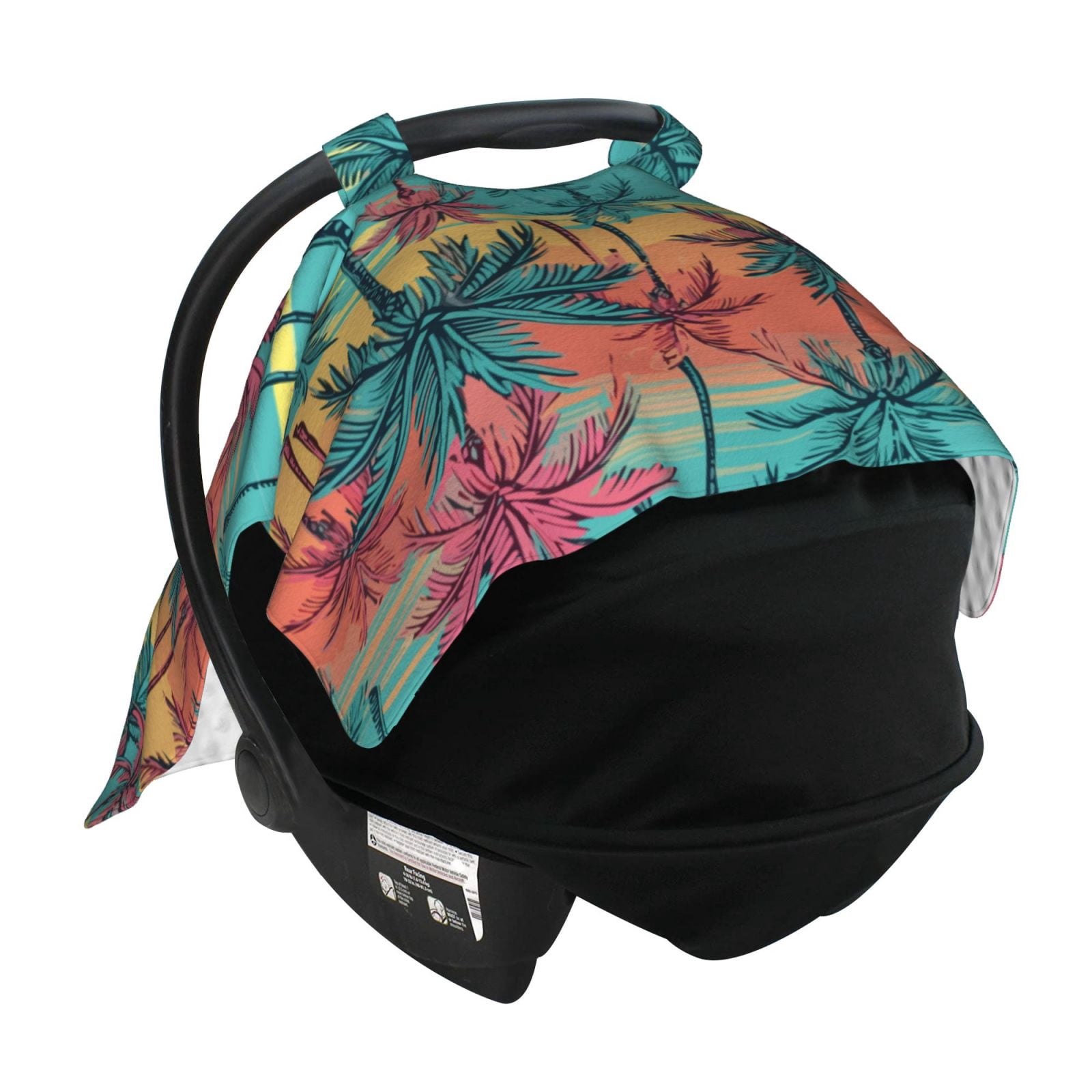 Naloa Hawaii Palms Baby Car Seat Cover, Breathable Baby Carrier Cover, Multiuse Baby Carrier Cover & Nursing Breastfeeding Cover
