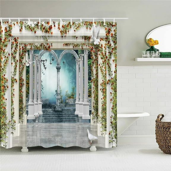 European Garden landscape Flowers Birds Printing Shower Curtains Bathroom Curtain Waterproof Fabric With Home Decorate
