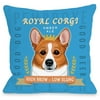"Royal Corgi Amber Ale" Indoor Throw Pillow by Retro Pets, Blue, 18"x18"
