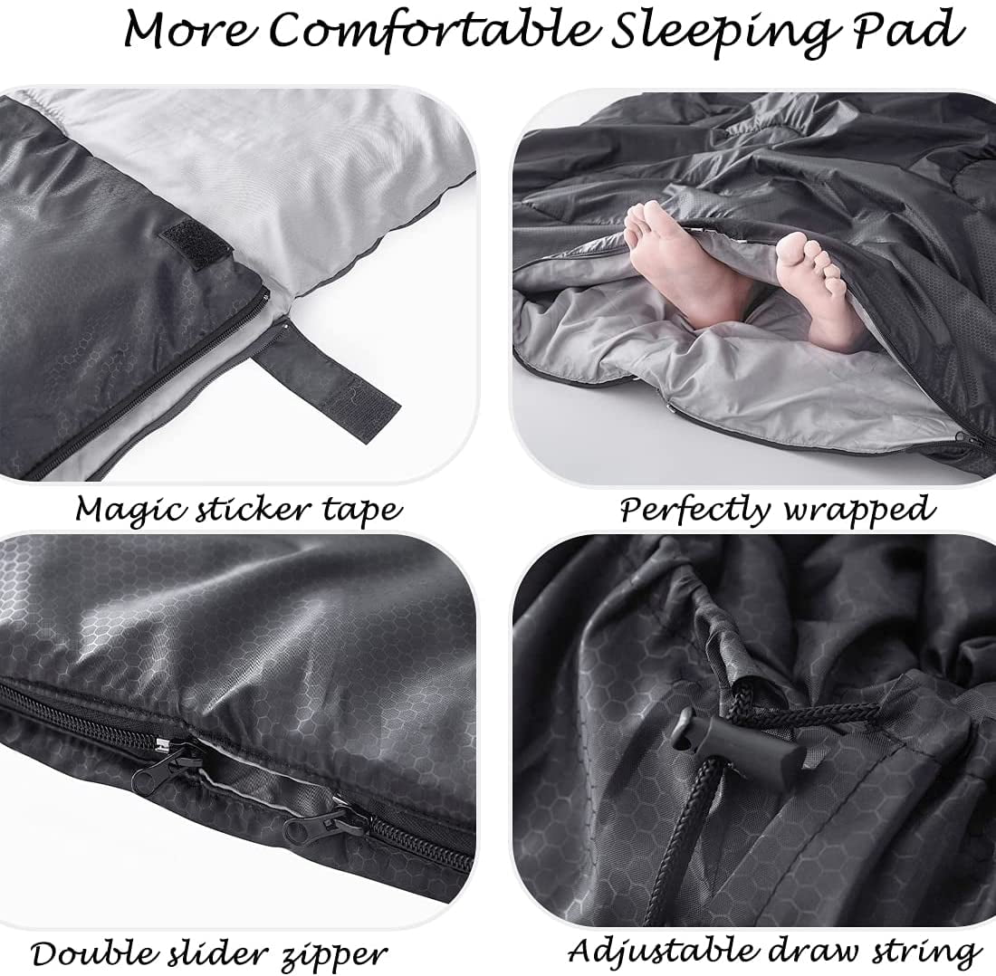 Double Sleeping Bag, Bag with 2 Pillows, Queen Size XL for People, Cold Warm Weather- 3 Seasons, Waterproof Adults Camping, Backpacking or Hiking