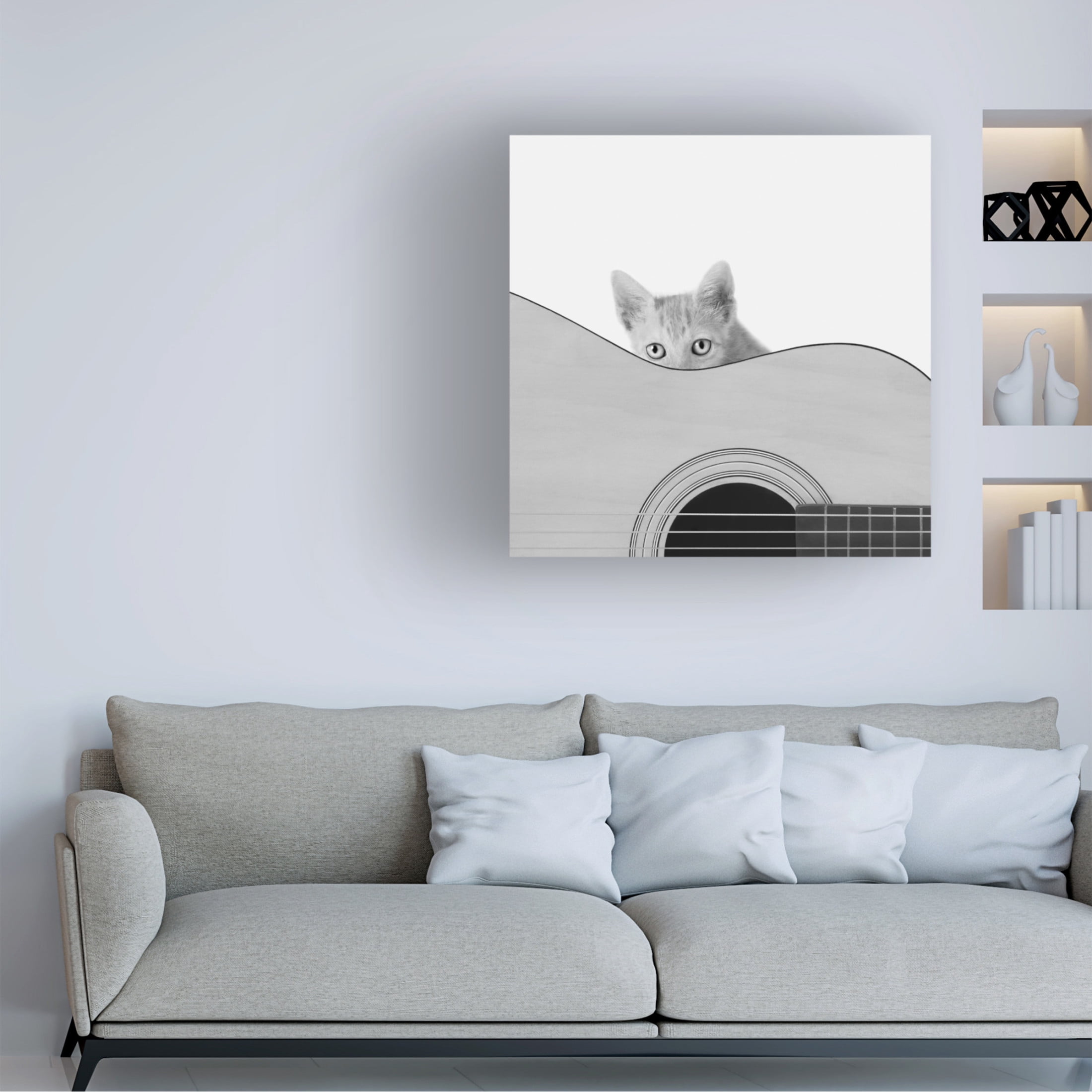 Canvas Wall Art - Jon Bertelli 'Whiskers and Strings' Wall Art for Living Room, Bedroom, or Office Décor by Trademark Fine Art - 35 x 35 Inches