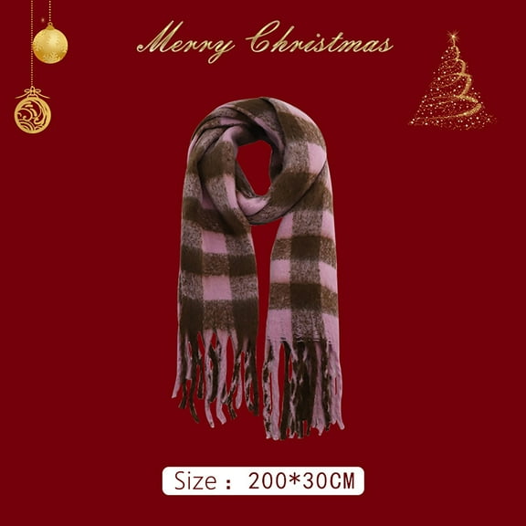 Christmas Pink Scarf Ring Winter Scarfwomen's Christmas Winter Outdoor Fashion Casual Versatile Atmosphere Warm Scarf