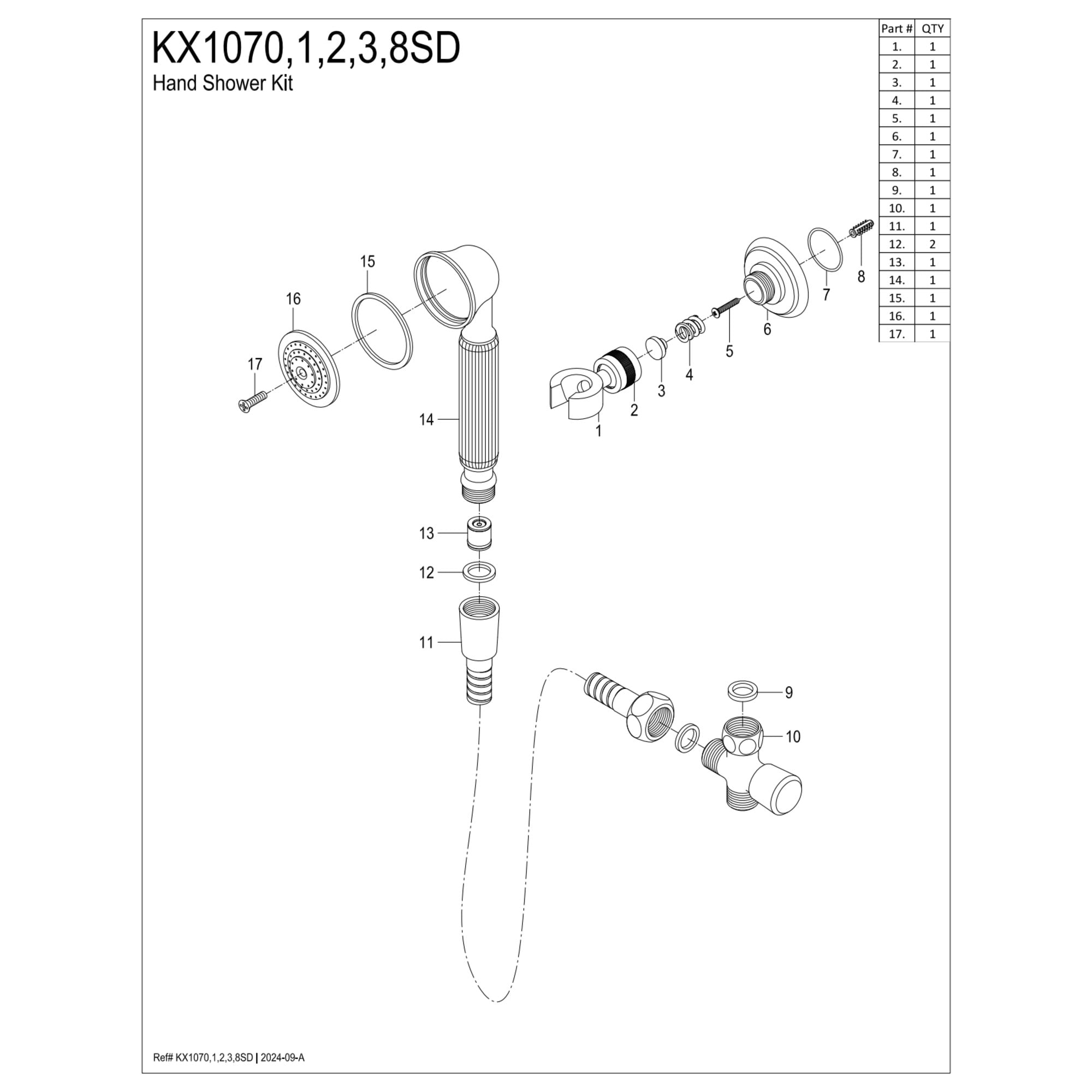 Kingston Brass KX1071SD Vintage Hand Shower Kit, Polished Chrome