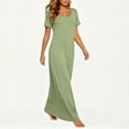 thumbnail image 6 of VBVC Women's Short Sleeve Crew Neck Maxi Nightgown, Ladies' Soft Stretchy Long Lounge Dress, Sleepwear Casual Home Dress For Women,Green,S-2XL, 6 of 8