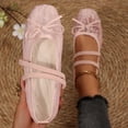 thumbnail image 3 of Women's Floral Embroidered Mesh Flats Square Toe Strap Breathable Ballet Shoes for Dressy Trendy Work Office Wedding Daily Ballerina Pink 9, 3 of 9