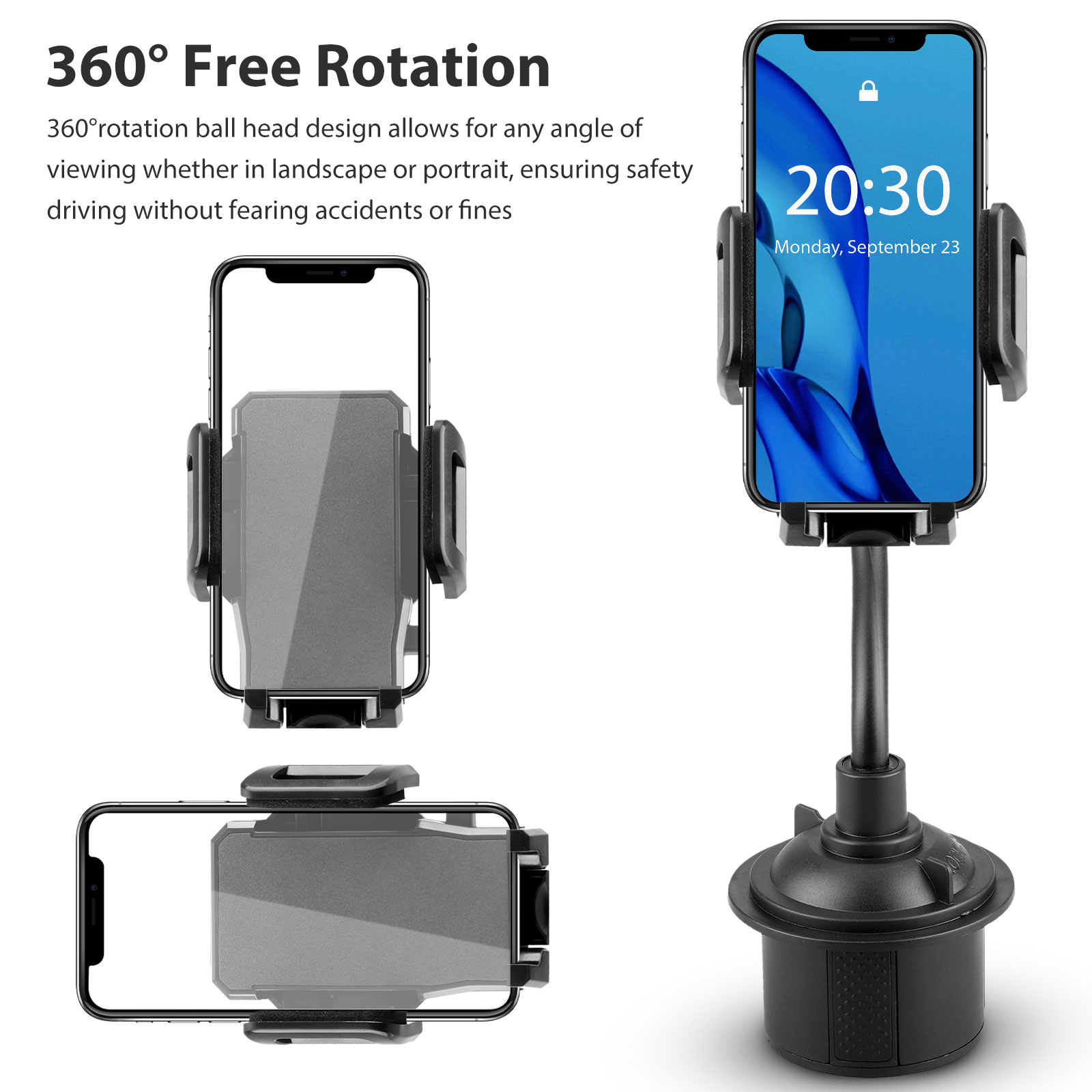 Car Phone Mount, EEEkit Universal Cell Phone Holder, Car Cup Holder Mount Fit for iPhone 13 12 Pro Max 11 Xs Max R X 8 Plus, Samsung Galaxy S21 S20 S10 and More - image 3 of 11