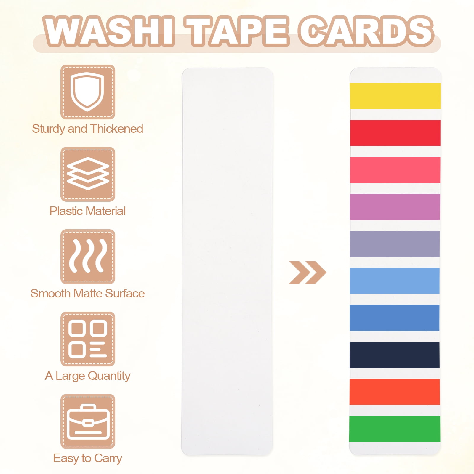 80Pcs Washi Tape Cards, 7.9 x 2 Inch Washi Tape Boards Storage Organizer Sample Board for Scrapbooking Travel Journal Home Office Supplies DIY Crafts, Blank