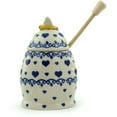 thumbnail image 3 of Polish Pottery 5¼-inch Honey Jar with Dipper (Blue Valentine Theme) Hand Painted in Boleslawiec, Poland + Certificate of Authenticity, 3 of 6
