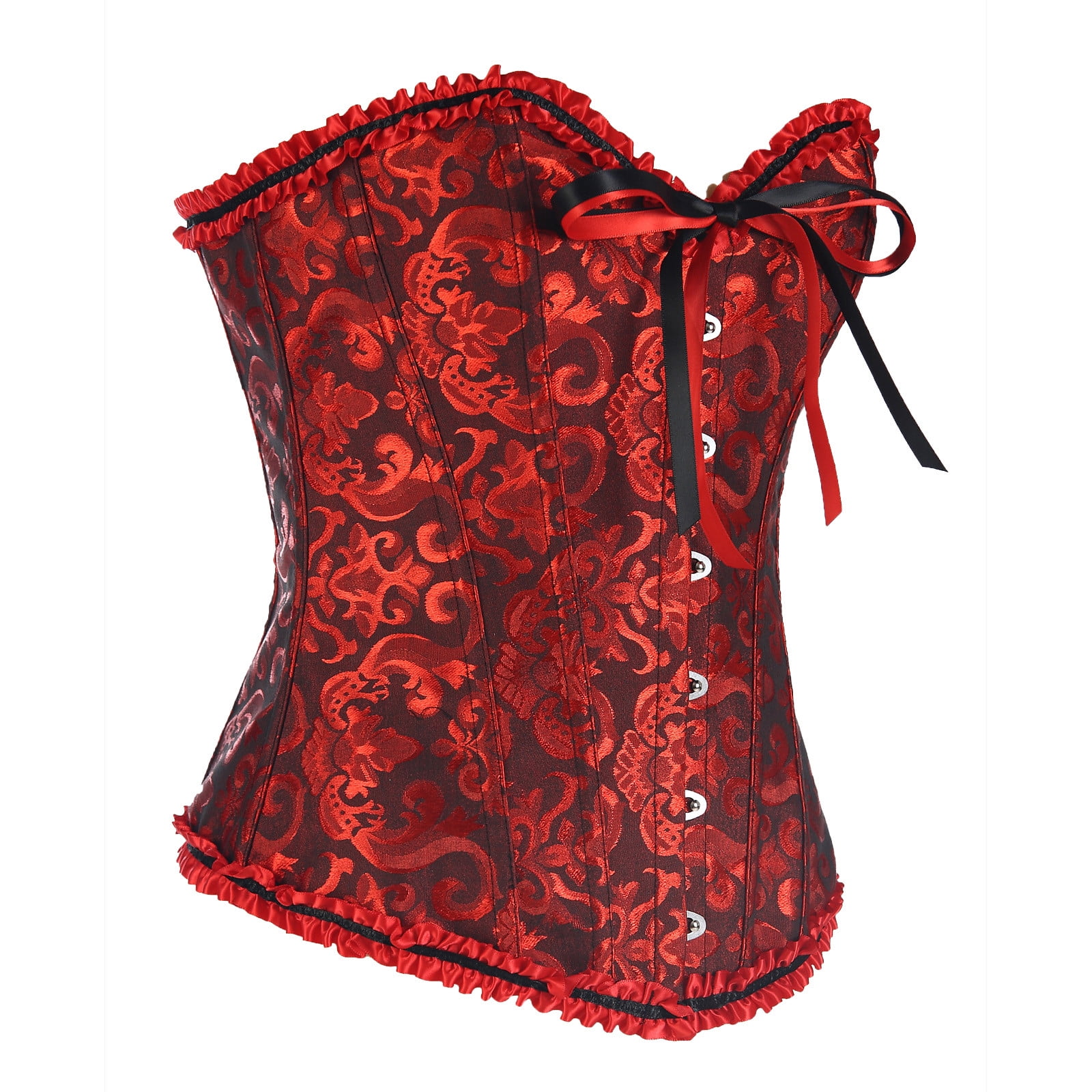 Odeerbi Shapewear for Women Tummy Control Waist Trainer Bodysuit Erogenous Vintage Gothic Party Floral Lace Up Slim Corset Bustier Tube Top Blue
