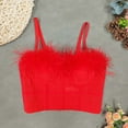 thumbnail image 2 of Virmaxy Women's Faux Fur Full Figure Bras Comfort Shaping Full Figure Wirefree Tank Top Bra Printing Gathered Together Large Size Daily Bra Underwear No Rims Red-B XL, 2 of 5