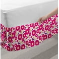 thumbnail image 2 of Floral Bed Skirt, Blooming Graphical Flowers and Leaves with Polka Dots, Elastic Bedskirt Dust Ruffle Wrap Around for Bedding Decor, 4 Sizes, Hot Pink Pale Orange, by Ambesonne, 2 of 2