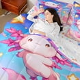 thumbnail image 4 of Manfei Cartoon Animal Axolotl 7-Piece Bedding Comforter Set,Kawaii Pink Salamander King Bedding Sets,Clouds Stars Pattern Bed Sheets,For Teens,Microfiber Bedroom Decor Reversible, 4 of 8