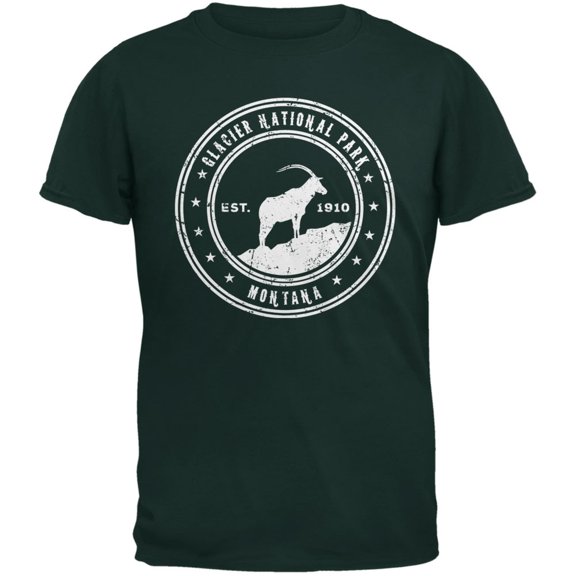 Glacier National Park Forest Green Adult T-Shirt - X-Large