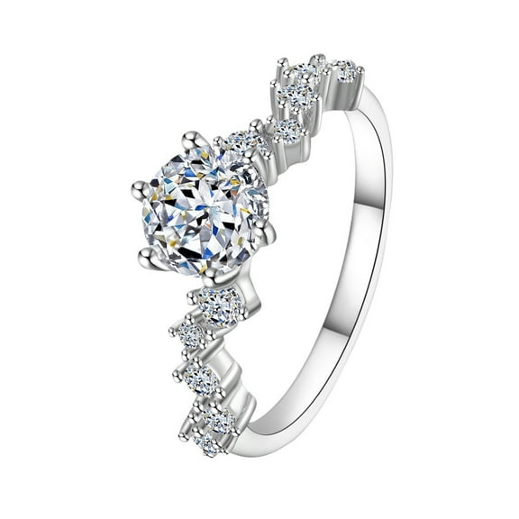 1 Carat Women's Moissanite Rings for Women S925 18K White Gold Moissanite Wedding Band for Bridal Set Simulated Diamond Promise Ring Fiancee Lab Grown Diamond Engagement Rings