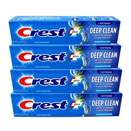 4 Pack - Crest Whitening Plus Deep Clean Toothpaste, Effervescent Mint, 5.4 OZ