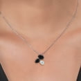 thumbnail image 3 of 925 Silver and 10K Yellow Gold Black Sapphire and Sky Blue Aquamarine Pendant Necklace for Women (3.26 Cttw, Oval 8X6MM, 7X5MM and 6X4MM, Gemstone September Birthstone, with 18 inch Chain), 3 of 4