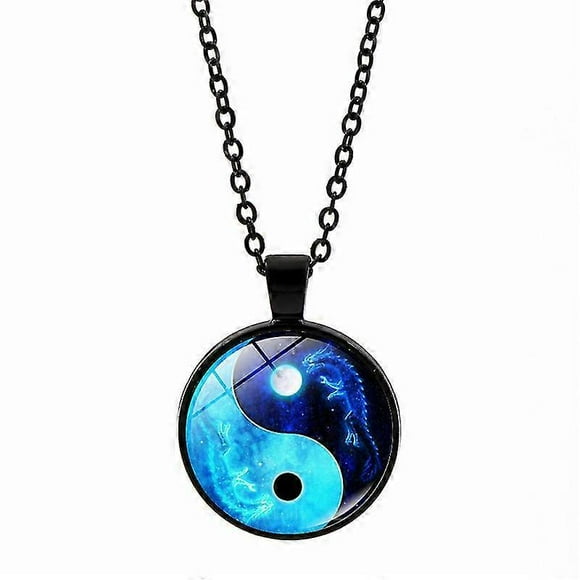 Dragon Moon Yin Yang Tai Time Gemstone Necklace European And American Sweater Chain Pendant Necklace