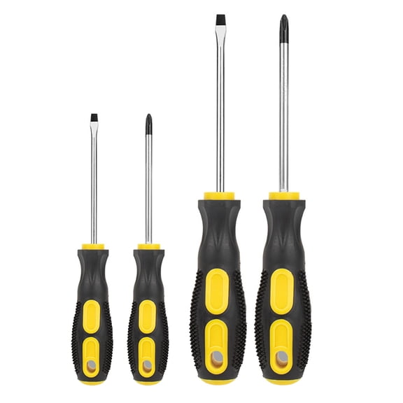 4 Piece Magnetic Screwdrivers Set, 2 Phillips and 2 Slotted Tips, 4 Inch and 6 Inch Flat & Cross Head Screwdriver Hand Tools Sets