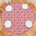 thumbnail image 2 of Pink Christmas Santa and Tree Pattern Round Fitted Tablecloth with Elastic Edge,Dining Table Cover Waterproof,Outdoor Round Tablecloth for Camping,Dining,Indoor and Outdoor, 2 of 7