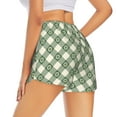 thumbnail image 3 of Sigee Daisy Plaid Green for Women's Athletic Shorts High Waisted Running Shorts Pocket Sporty Short Gym Elastic Workout Shorts, 3 of 9