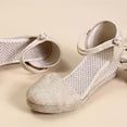 thumbnail image 5 of Sandals On Clearance, Summer Sandals Womens Closed Toe Wedges Shoes Platform Slingback Mid Low Heel Canvas Dress Sandals Womens Sandals, 5 of 5