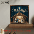 thumbnail image 2 of 2D Flat, 1pc Vintage Solid-Look Wood Nativity Scene Wall Art - 8x8 Inch Holy Night Starry Night Mary Plaque, Easy-Hang 2D Flat Framed Sign for Christmas, Winter Home Church Decor ( Wood Frame), 2 of 9