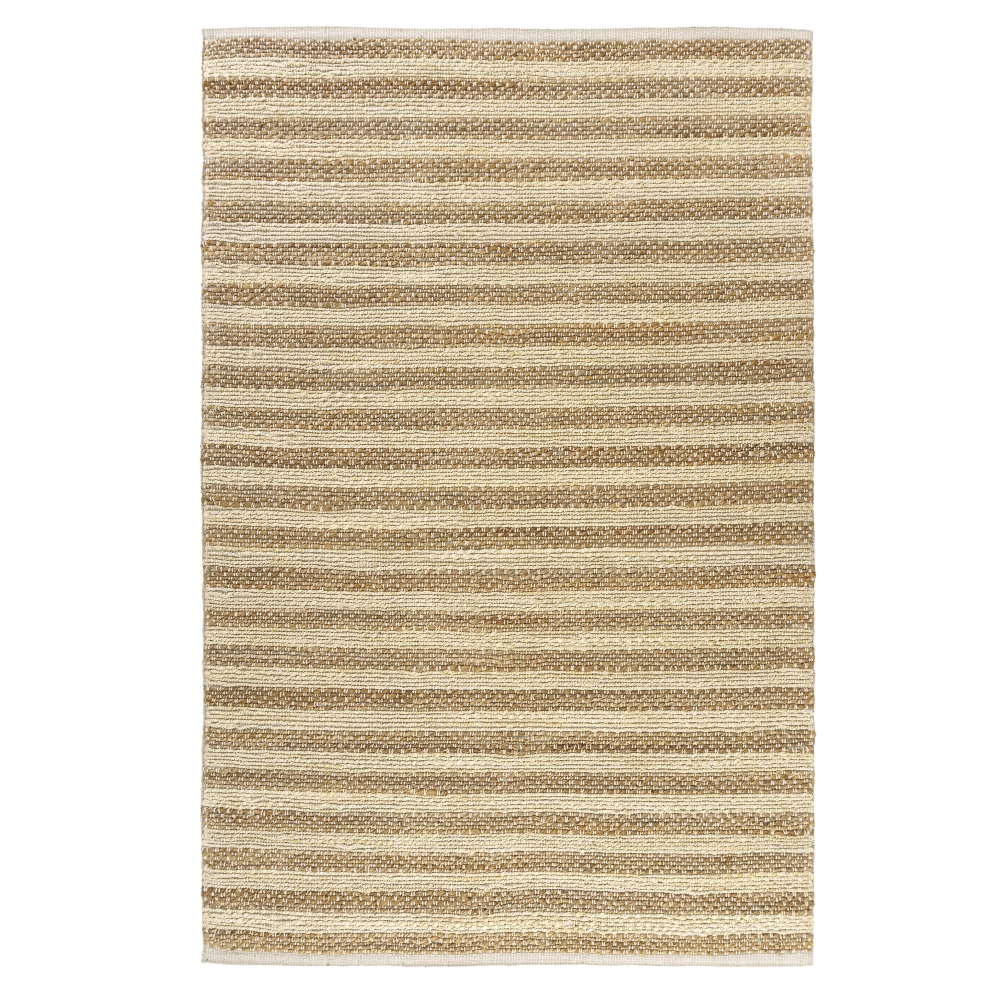 Ox Bay Ollie Striped Farmhouse Jute Hand-Woven Indoor Area Rug, White/Natural, 5' x 7'9"