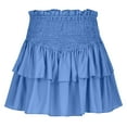 thumbnail image 5 of qolati Women Smocked Ruffle Mini Skirts Summer High Waisted Tiered Short Skirt Cute Pleated A-Line Flared Skirt with Shorts Underneath, 5 of 6