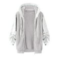 thumbnail image 4 of BLTIBY Women Winter Fleece Jackets Hooded Solid Color Winter Autumn Zip Up Lightweight Casual Sherpa Coat Soft Comfy Warm Overcoat with Pockets Gray 5XL, 4 of 5