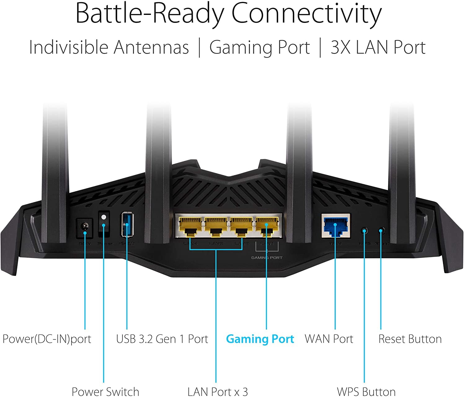 Restored ASUS RT-AX82U (AX5400) Dual Band WiFi 6 Extendable Gaming Router - Ultrafast Speed, Mobile Game Boost, Aura RGB, AiProtection Pro Security (Refurbished)