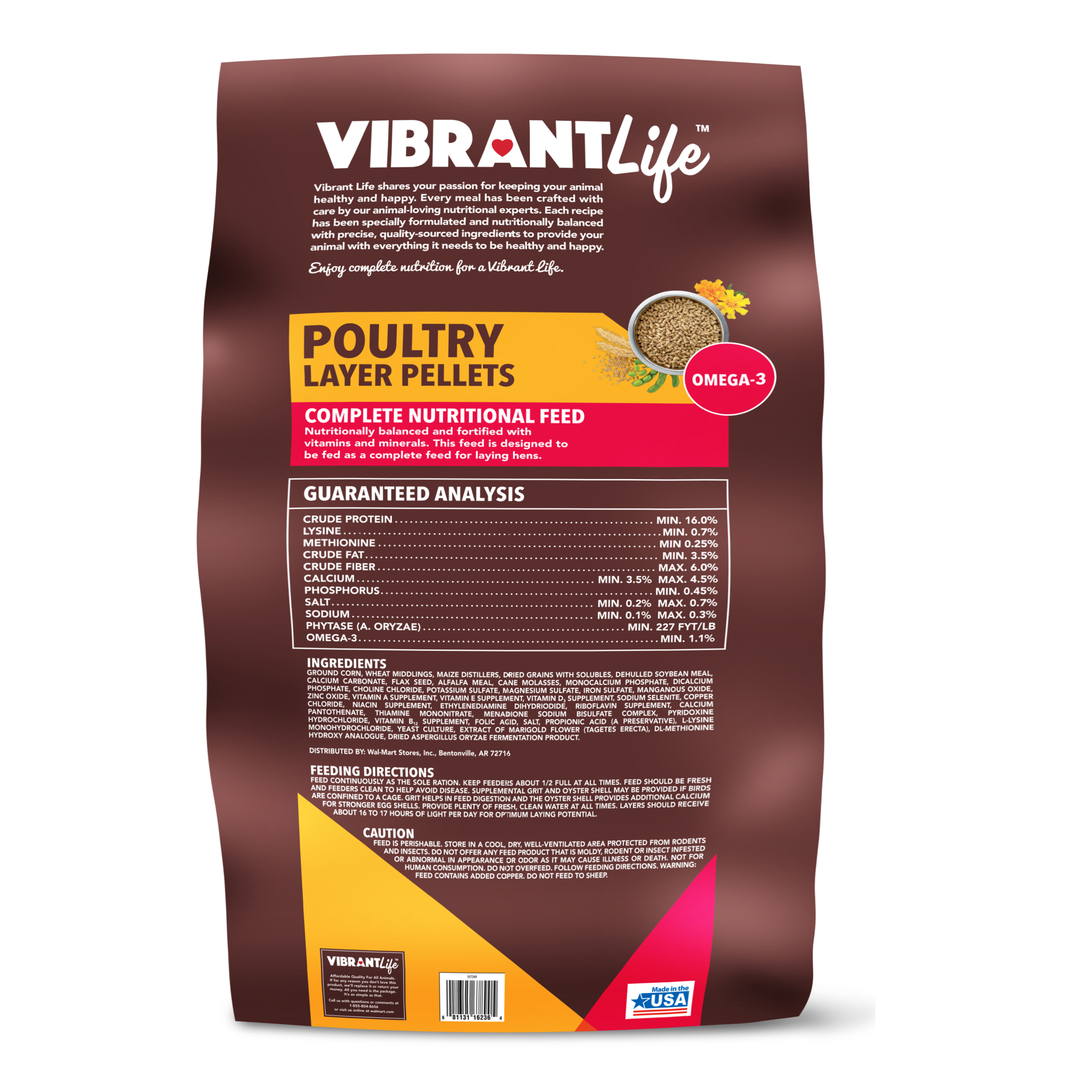 Vibrant Life Poultry Layer Pellets with Omega-3, 16% Protein, 40 lb