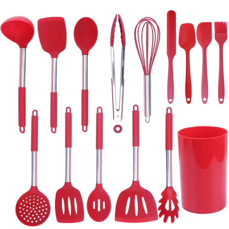Silicone Cooking Utensil Set, Umite Chef 15pcs Silicone Cooking Kitchen Utensils Set, Non-Stick - Best Kitchen Cookware with Stainless Steel Handle