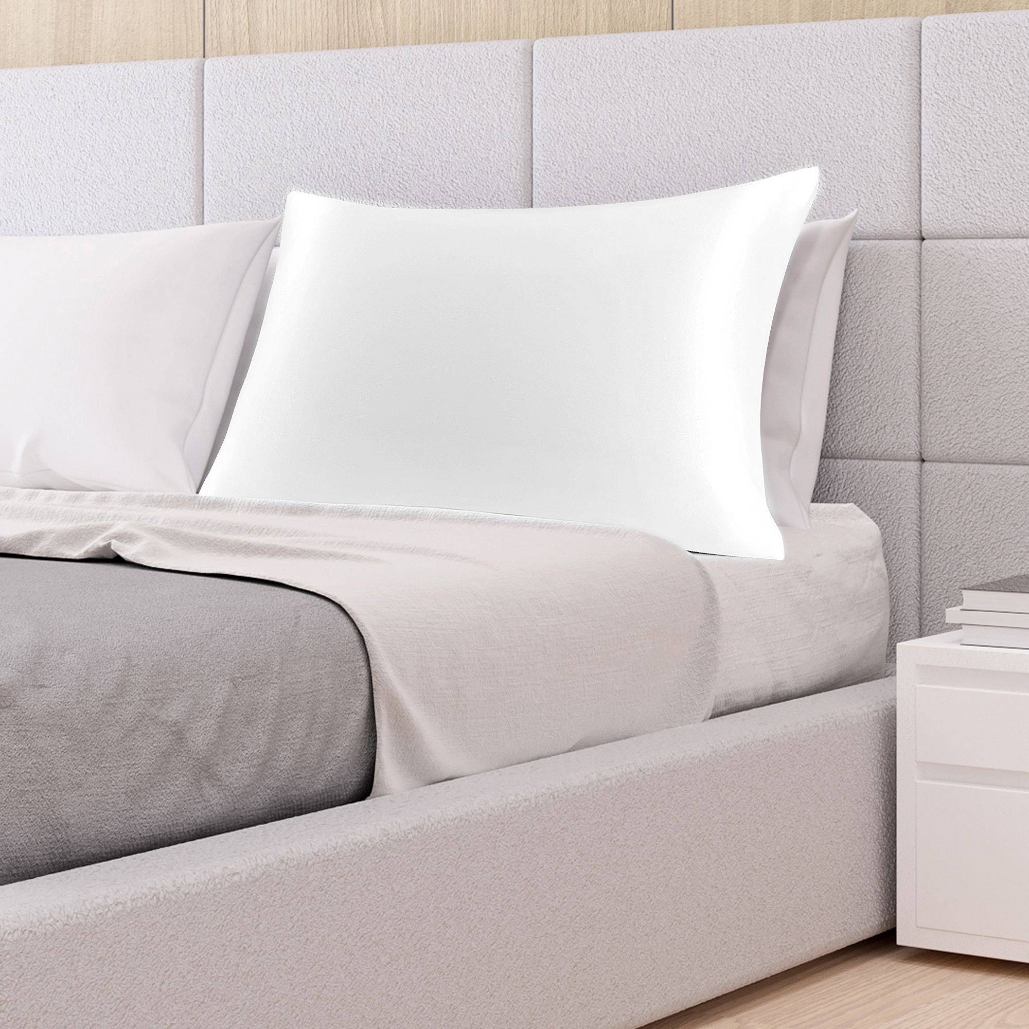PiccoCasa 1Pc 19 Momme Silk Pillowcase with Envelope Closure Pure White King/20"x36"