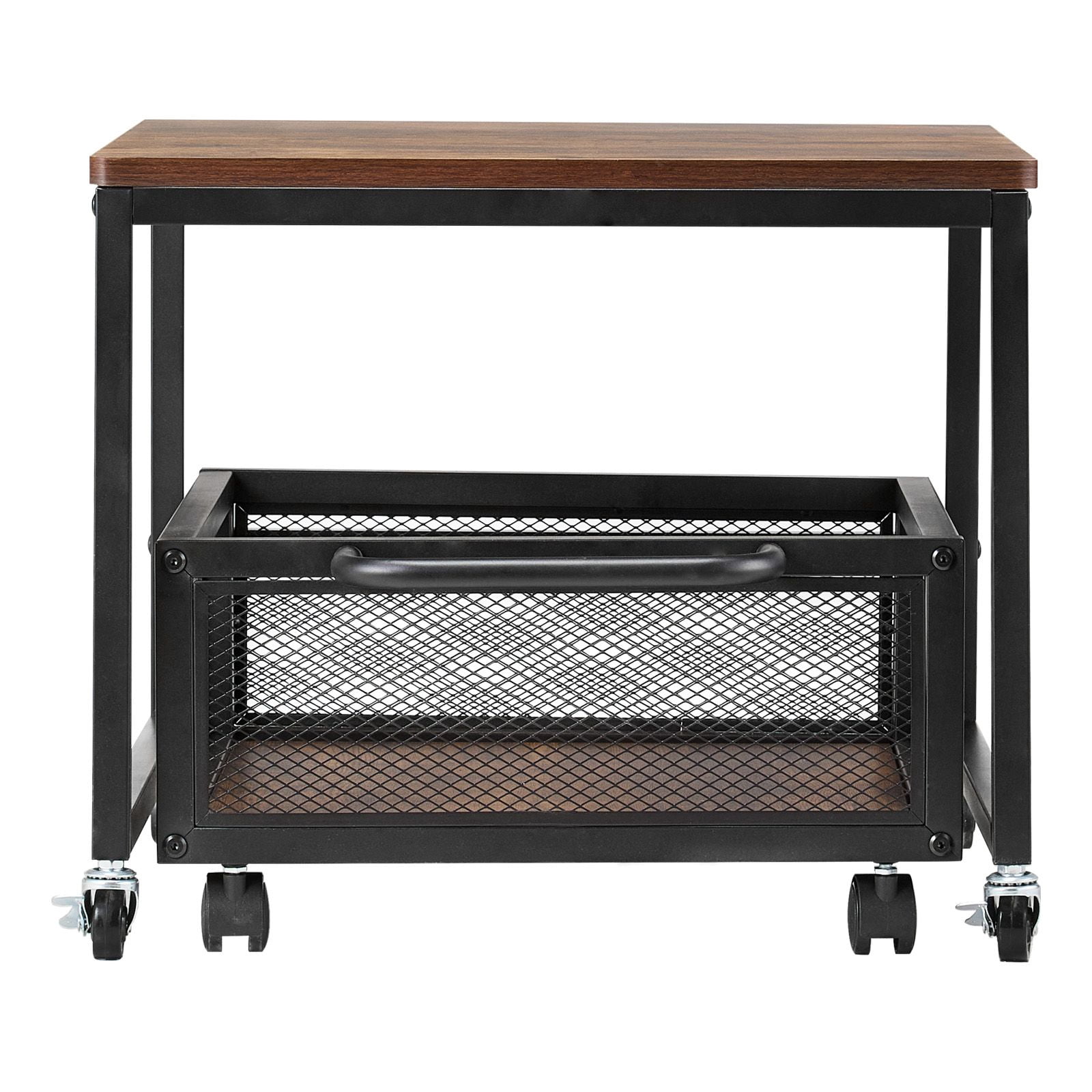 Mini Fridge Stand with Storage, 198 lbs Mini Fridge Table with Movable Storage Cart & Swivel Wheels, Beverage Refrigerator Stand for Coffee Bar, Mini Fridge Organizer for Home Dorm, Light Brown