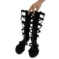 thumbnail image 5 of SACFOF Womens Flat Knee High Gladiator Sandals Open Toe Buckle Adjustable Strappy Zip Up Roman Sandals, 5 of 6