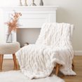 thumbnail image 2 of Battilo Fuzzy Faux Fur Throw Blanket, Soft Warm Reversible Rabbit Fur Blanket for Bed Couch, Cream Ivory Throw Blanket for Fall Winter and Spring, 50x60 Inches, 2 of 5