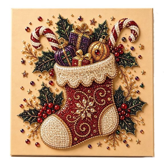 Christmas Pearl Bead Art Kit,Xmas Theme Bead Art DIY Craft Set for Festive Wall Decor Crafting Handmade Holiday Gift