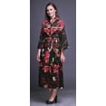 thumbnail image 2 of Bimba Black Flower Leaves & Poppy Womens Robe Dressing Gown Long Bride Getting Ready Shirt Printed Bath Robe Girls S, 2 of 5